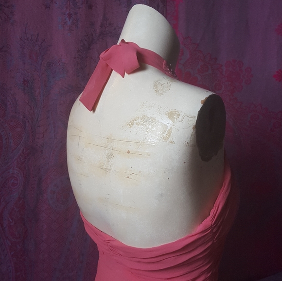 2/$35 Bebe Coral Pink Beaded Ruched Silk Halter Top - Picture 15 of 16